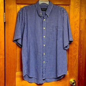 Bogari Studio Designed in Italy Cotton Checked Plaid Blue Shirt as New Men's L !